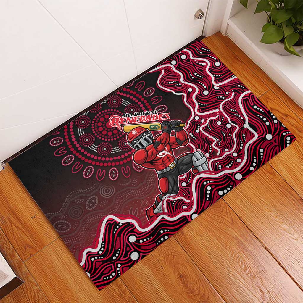 Melbourne Renegades Cricket Mascot Rubber Doormat Aboriginal Dot Art Red And Black Tribal Pattern