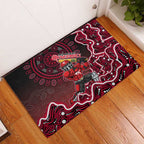 Melbourne Renegades Cricket Mascot Rubber Doormat Aboriginal Dot Art Red And Black Tribal Pattern