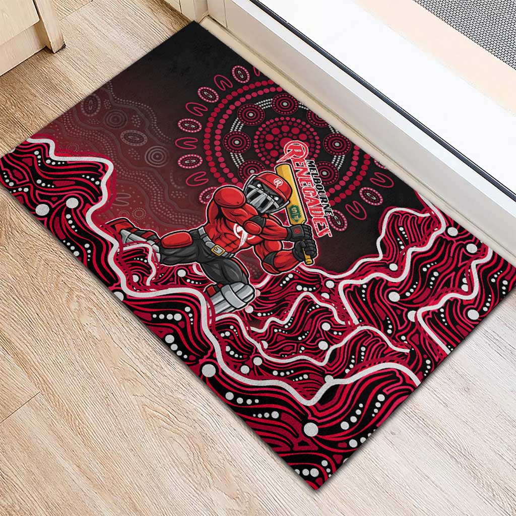 Melbourne Renegades Cricket Mascot Rubber Doormat Aboriginal Dot Art Red And Black Tribal Pattern