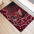 Melbourne Renegades Cricket Mascot Rubber Doormat Aboriginal Dot Art Red And Black Tribal Pattern
