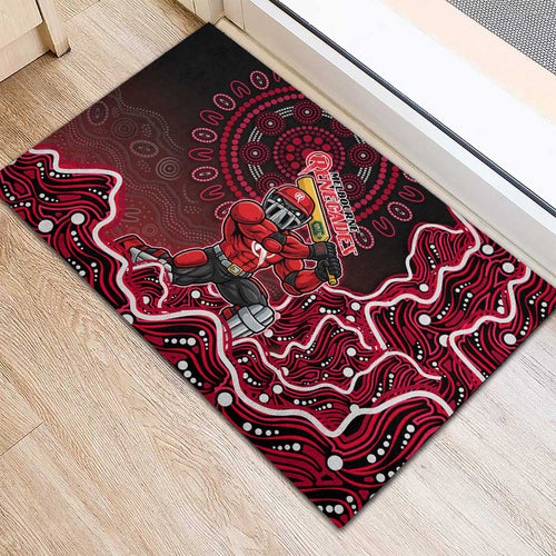 Melbourne Renegades Cricket Mascot Rubber Doormat Aboriginal Dot Art Red And Black Tribal Pattern