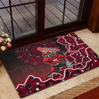 Melbourne Renegades Cricket Mascot Rubber Doormat Aboriginal Dot Art Red And Black Tribal Pattern
