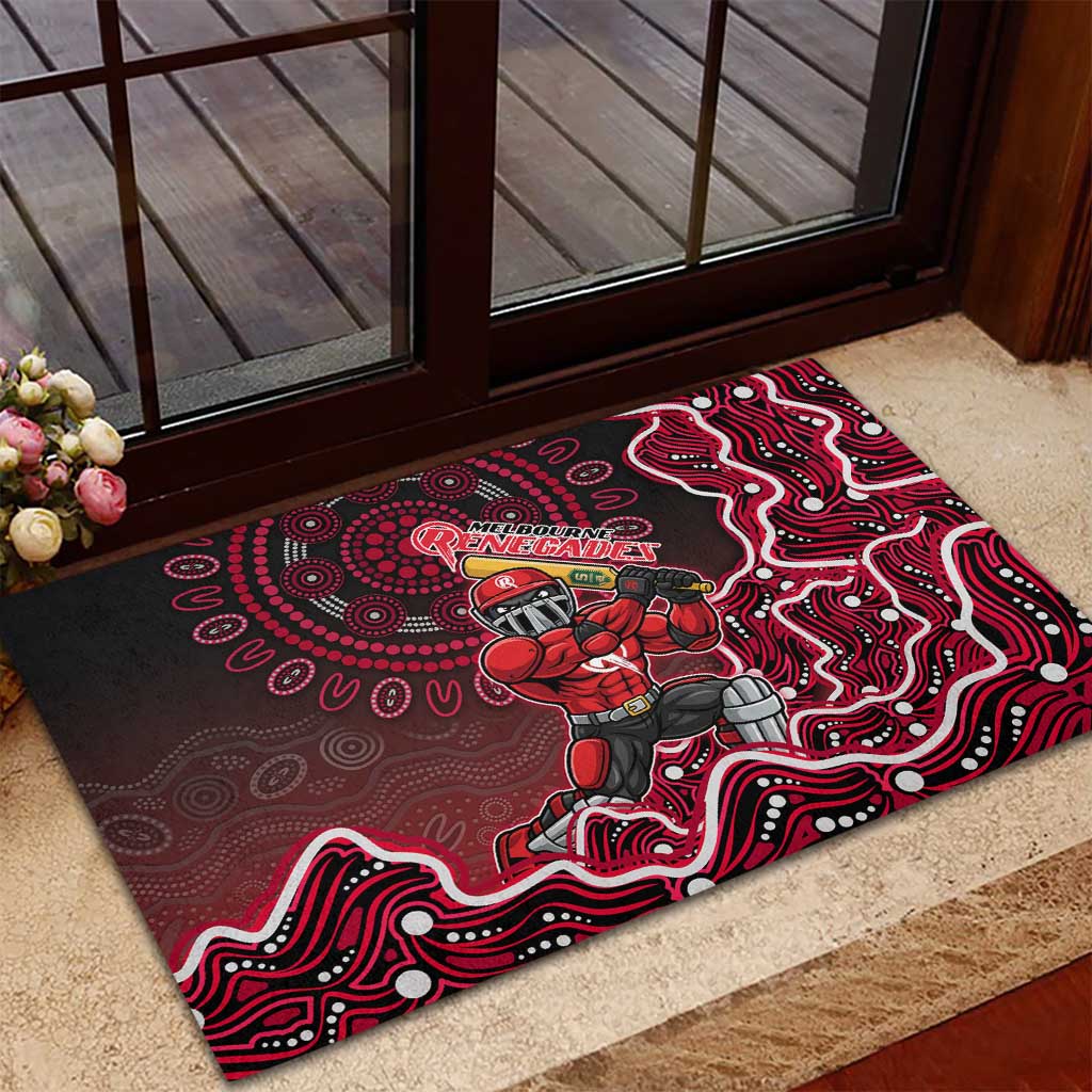 Melbourne Renegades Cricket Mascot Rubber Doormat Aboriginal Dot Art Red And Black Tribal Pattern