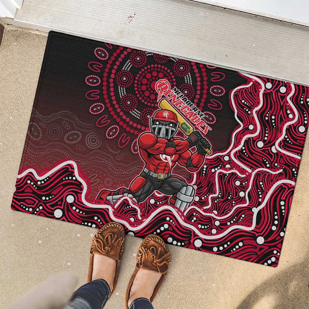 Melbourne Renegades Cricket Mascot Rubber Doormat Aboriginal Dot Art Red And Black Tribal Pattern