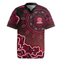 Melbourne Renegades Cricket Mascot Rugby Jersey Aboriginal Dot Art Red And Black Tribal Pattern
