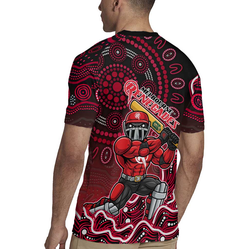 Melbourne Renegades Cricket Mascot Rugby Jersey Aboriginal Dot Art Red And Black Tribal Pattern