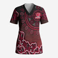 Melbourne Renegades Cricket Mascot Scrub Top Aboriginal Dot Art Red And Black Tribal Pattern