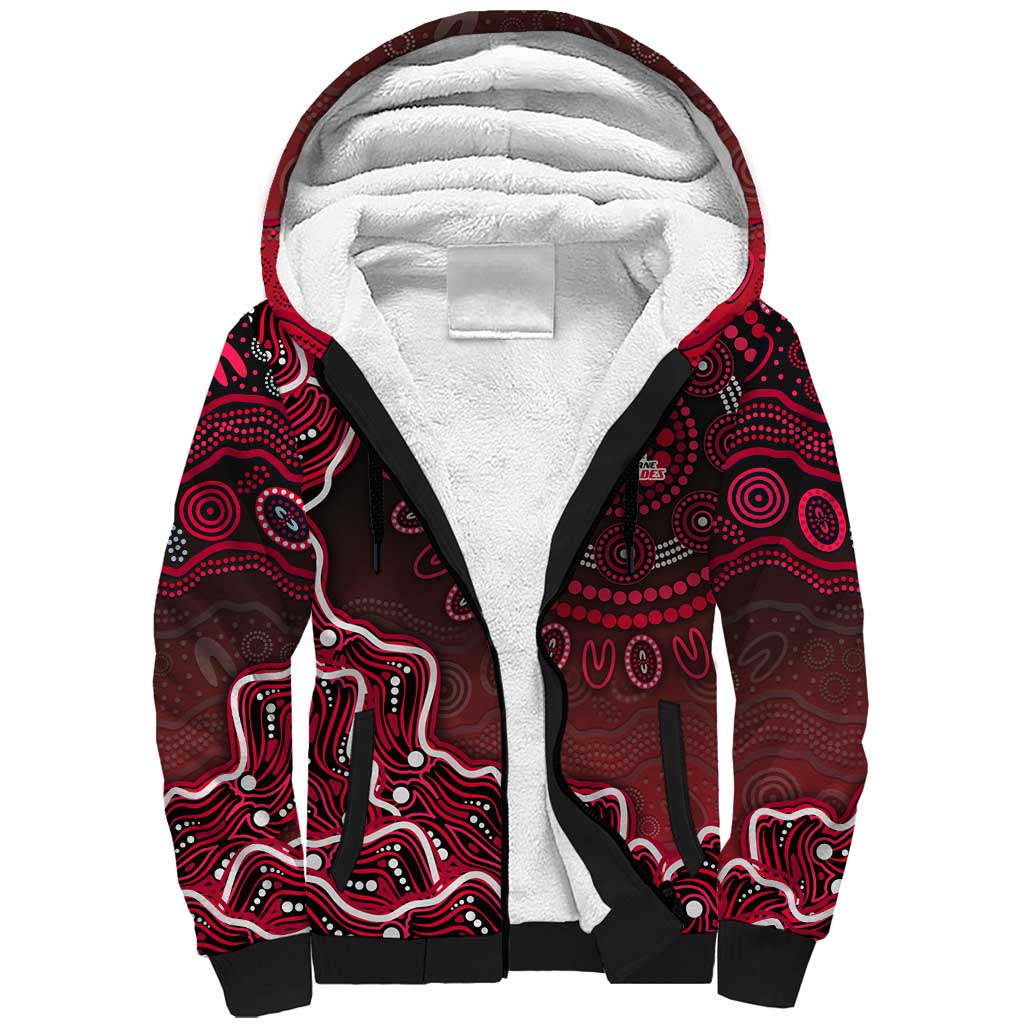 Melbourne Renegades Cricket Mascot Sherpa Hoodie Aboriginal Dot Art Red And Black Tribal Pattern