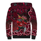 Melbourne Renegades Cricket Mascot Sherpa Hoodie Aboriginal Dot Art Red And Black Tribal Pattern
