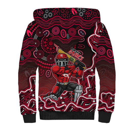 Melbourne Renegades Cricket Mascot Sherpa Hoodie Aboriginal Dot Art Red And Black Tribal Pattern