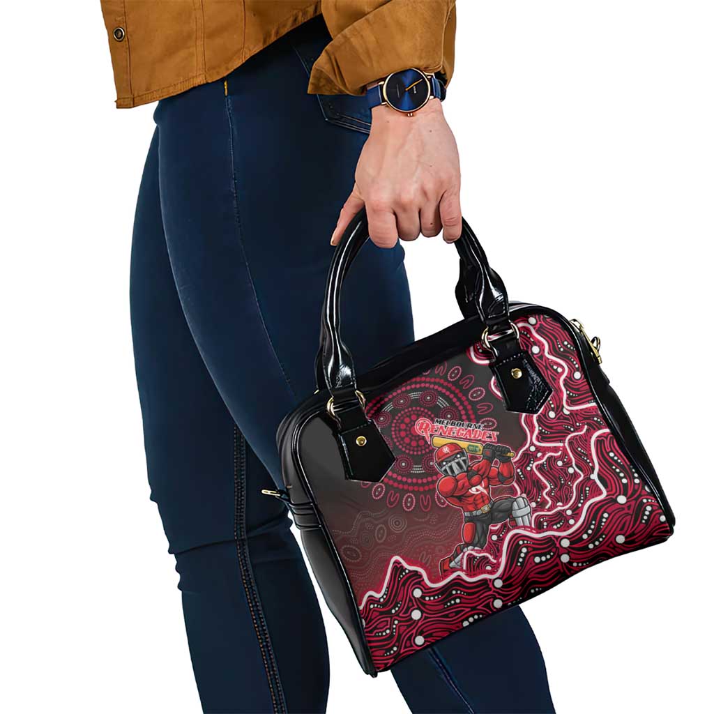Melbourne Renegades Cricket Mascot Shoulder Handbag Aboriginal Dot Art Red And Black Tribal Pattern