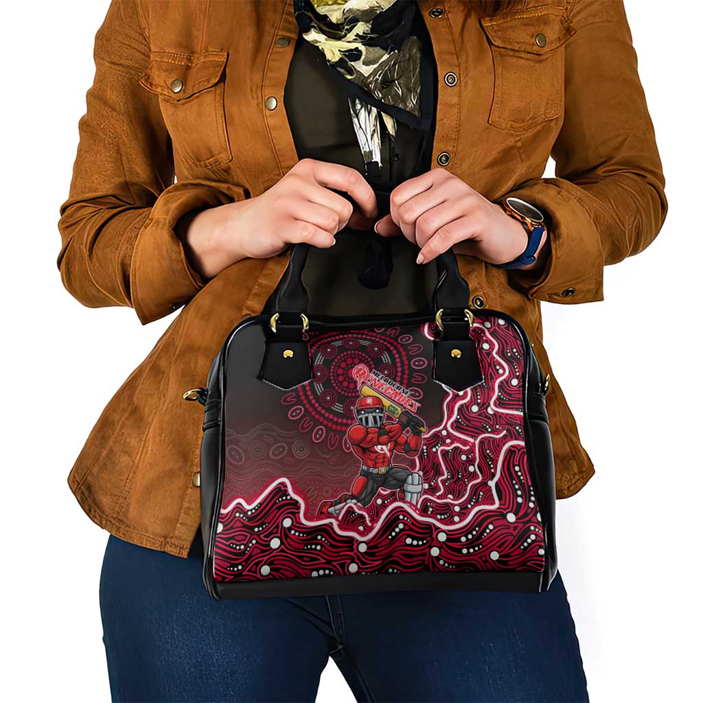 Melbourne Renegades Cricket Mascot Shoulder Handbag Aboriginal Dot Art Red And Black Tribal Pattern