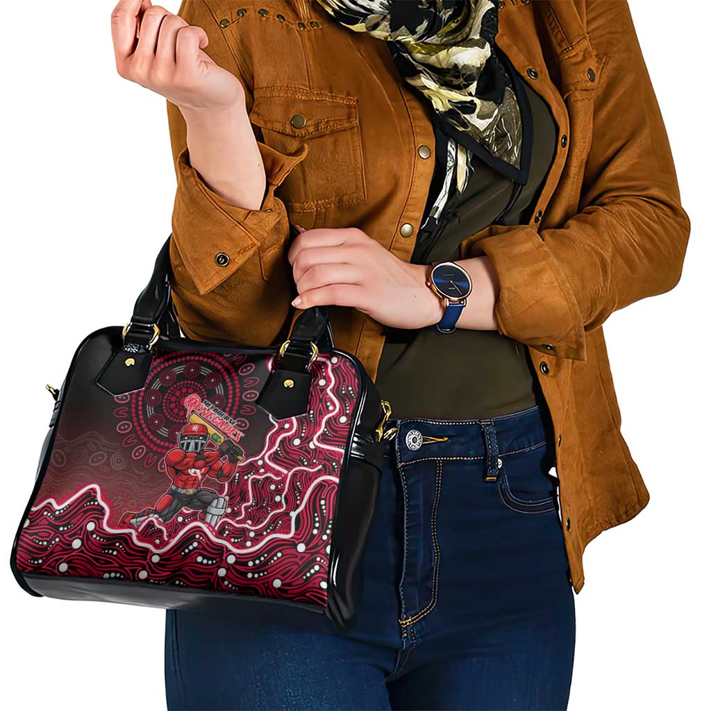 Melbourne Renegades Cricket Mascot Shoulder Handbag Aboriginal Dot Art Red And Black Tribal Pattern