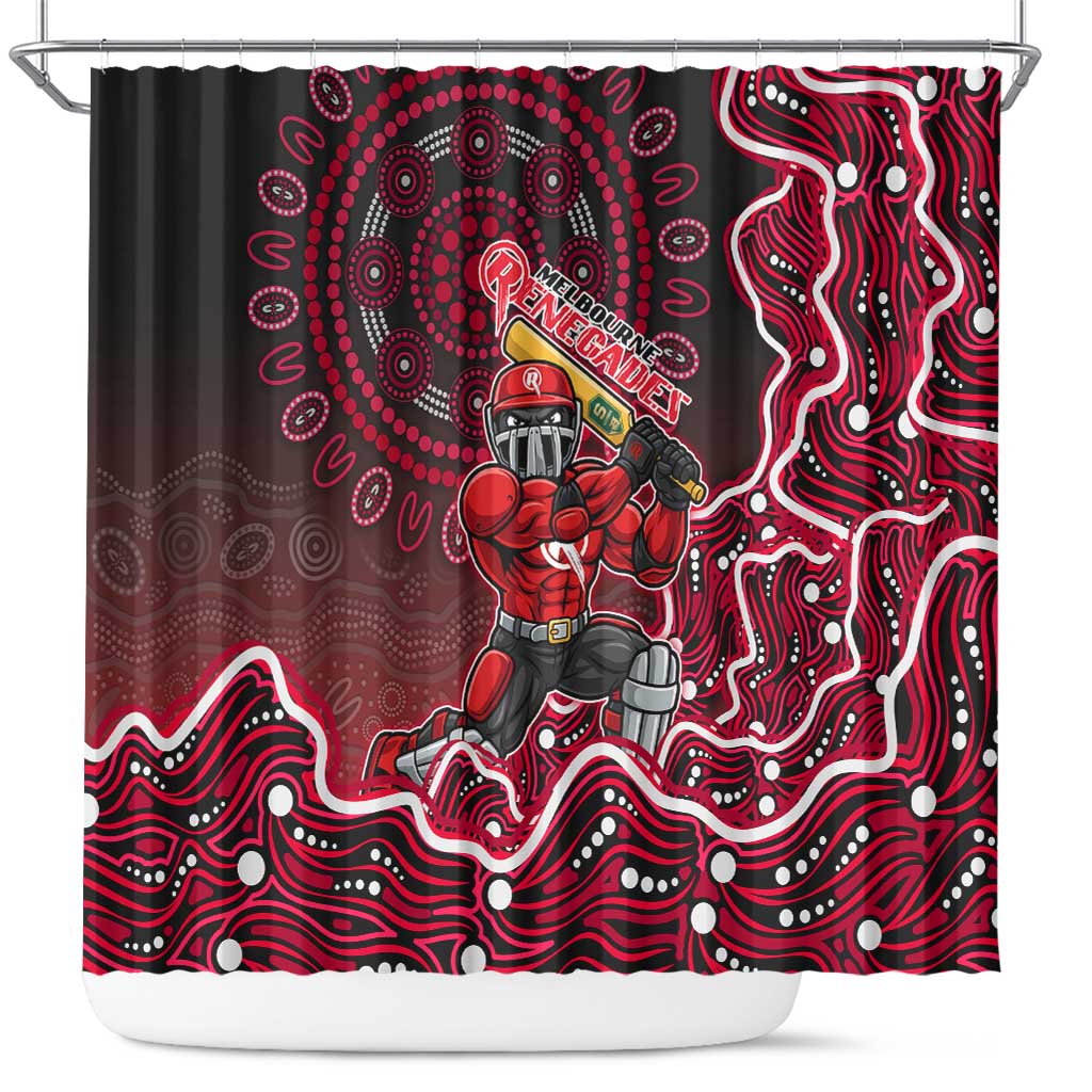 Melbourne Renegades Cricket Mascot Shower Curtain Aboriginal Dot Art Red And Black Tribal Pattern