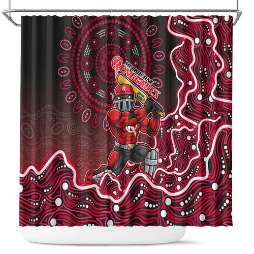 Melbourne Renegades Cricket Mascot Shower Curtain Aboriginal Dot Art Red And Black Tribal Pattern