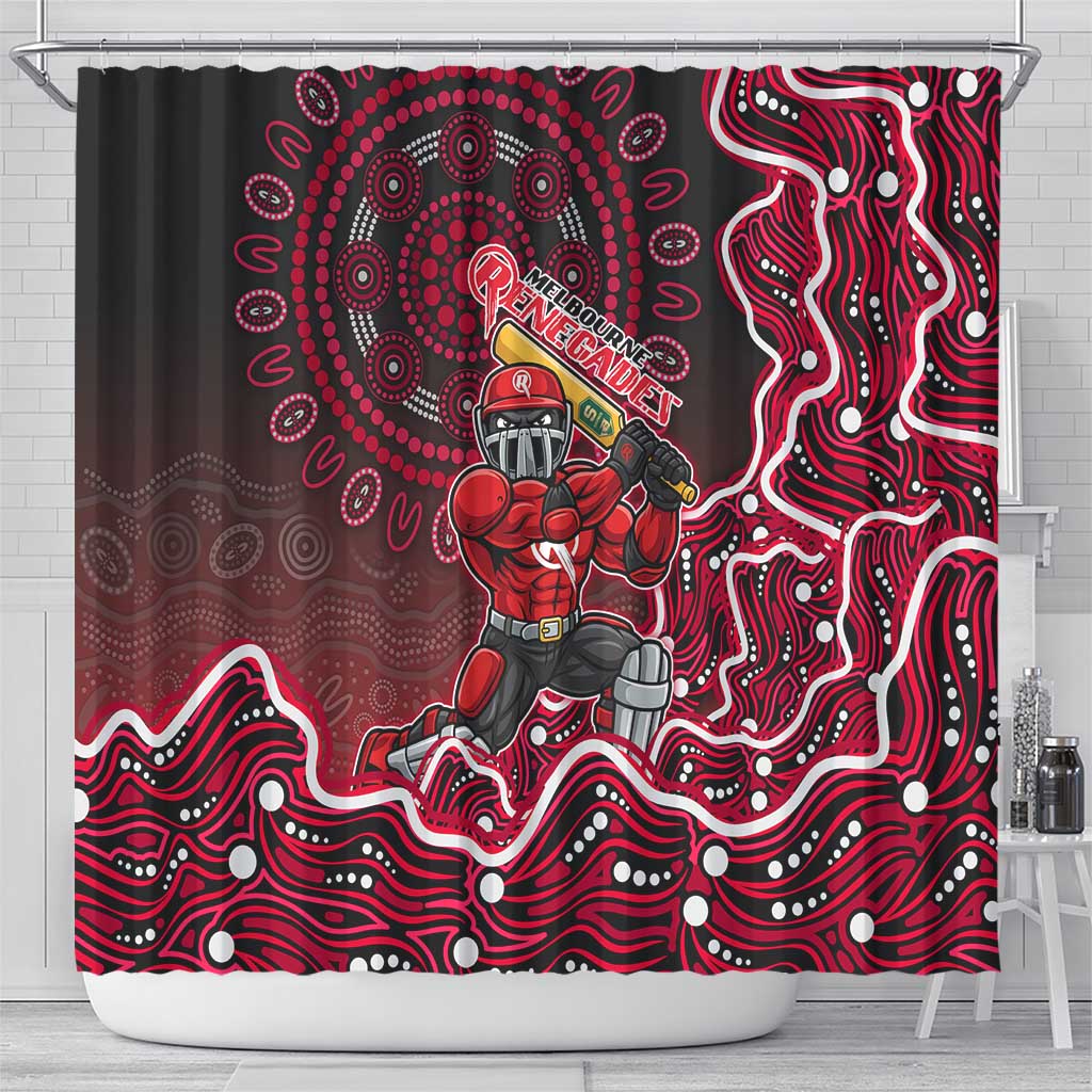 Melbourne Renegades Cricket Mascot Shower Curtain Aboriginal Dot Art Red And Black Tribal Pattern