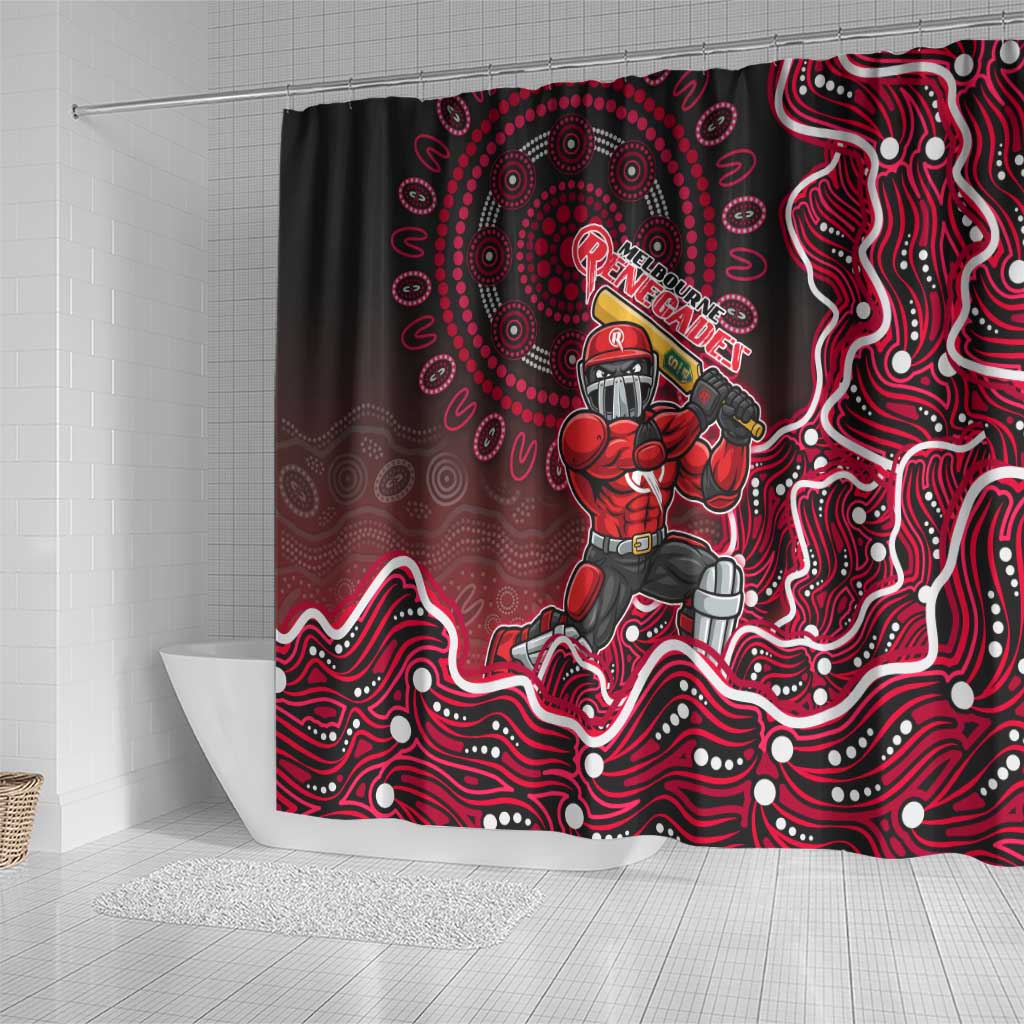 Melbourne Renegades Cricket Mascot Shower Curtain Aboriginal Dot Art Red And Black Tribal Pattern