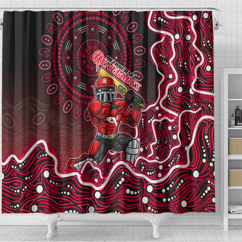 Melbourne Renegades Cricket Mascot Shower Curtain Aboriginal Dot Art Red And Black Tribal Pattern