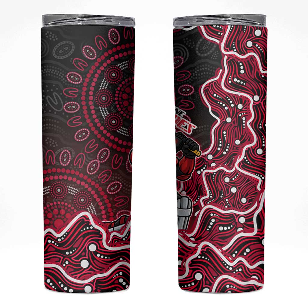 Melbourne Renegades Cricket Mascot Skinny Tumbler Aboriginal Dot Art Red And Black Tribal Pattern