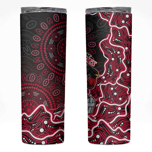 Melbourne Renegades Cricket Mascot Skinny Tumbler Aboriginal Dot Art Red And Black Tribal Pattern