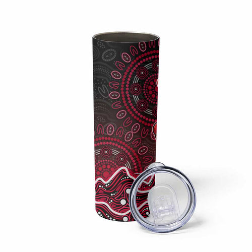 Melbourne Renegades Cricket Mascot Skinny Tumbler Aboriginal Dot Art Red And Black Tribal Pattern