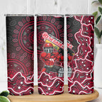 Melbourne Renegades Cricket Mascot Skinny Tumbler Aboriginal Dot Art Red And Black Tribal Pattern