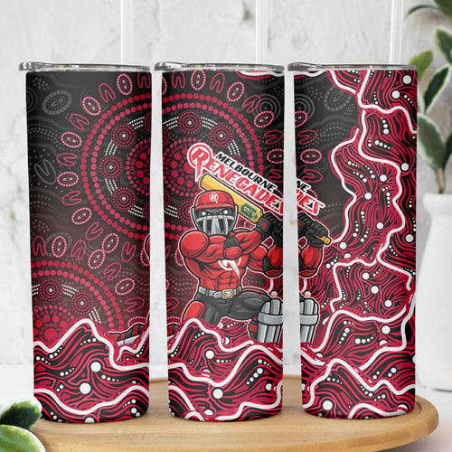 Melbourne Renegades Cricket Mascot Skinny Tumbler Aboriginal Dot Art Red And Black Tribal Pattern