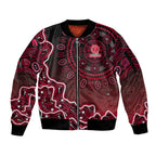 Melbourne Renegades Cricket Mascot Sleeve Zip Bomber Jacket Aboriginal Dot Art Red And Black Tribal Pattern