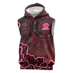 Melbourne Renegades Cricket Mascot Sleeveless Hoodie Aboriginal Dot Art Red And Black Tribal Pattern