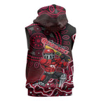 Melbourne Renegades Cricket Mascot Sleeveless Hoodie Aboriginal Dot Art Red And Black Tribal Pattern