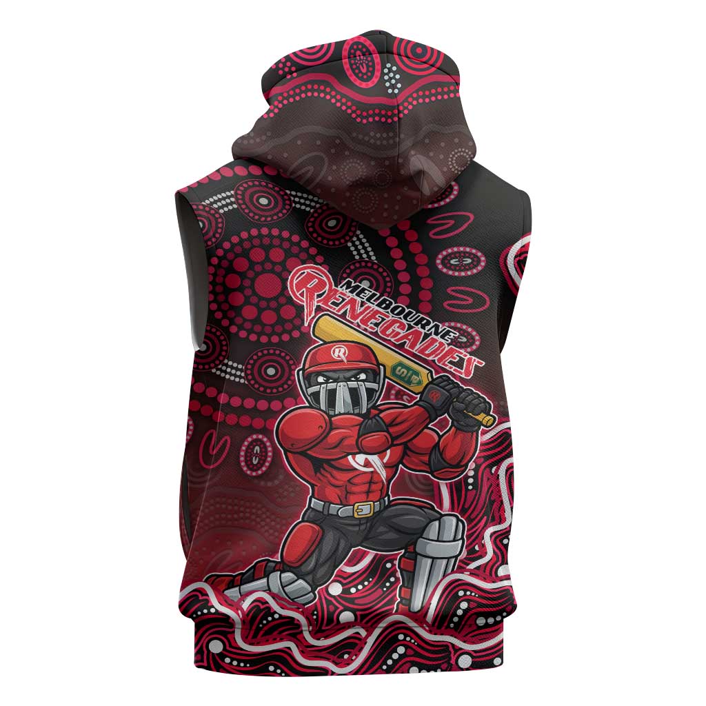 Melbourne Renegades Cricket Mascot Sleeveless Hoodie Aboriginal Dot Art Red And Black Tribal Pattern