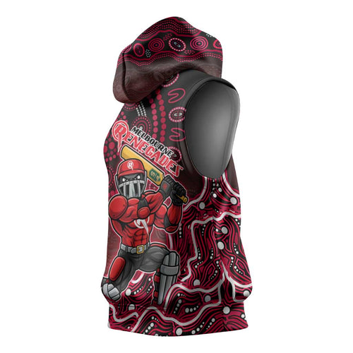 Melbourne Renegades Cricket Mascot Sleeveless Hoodie Aboriginal Dot Art Red And Black Tribal Pattern