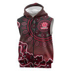 Melbourne Renegades Cricket Mascot Sleeveless Zip Hoodie Aboriginal Dot Art Red And Black Tribal Pattern