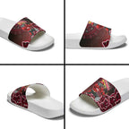 Melbourne Renegades Cricket Mascot Slide Sandals Aboriginal Dot Art Red And Black Tribal Pattern