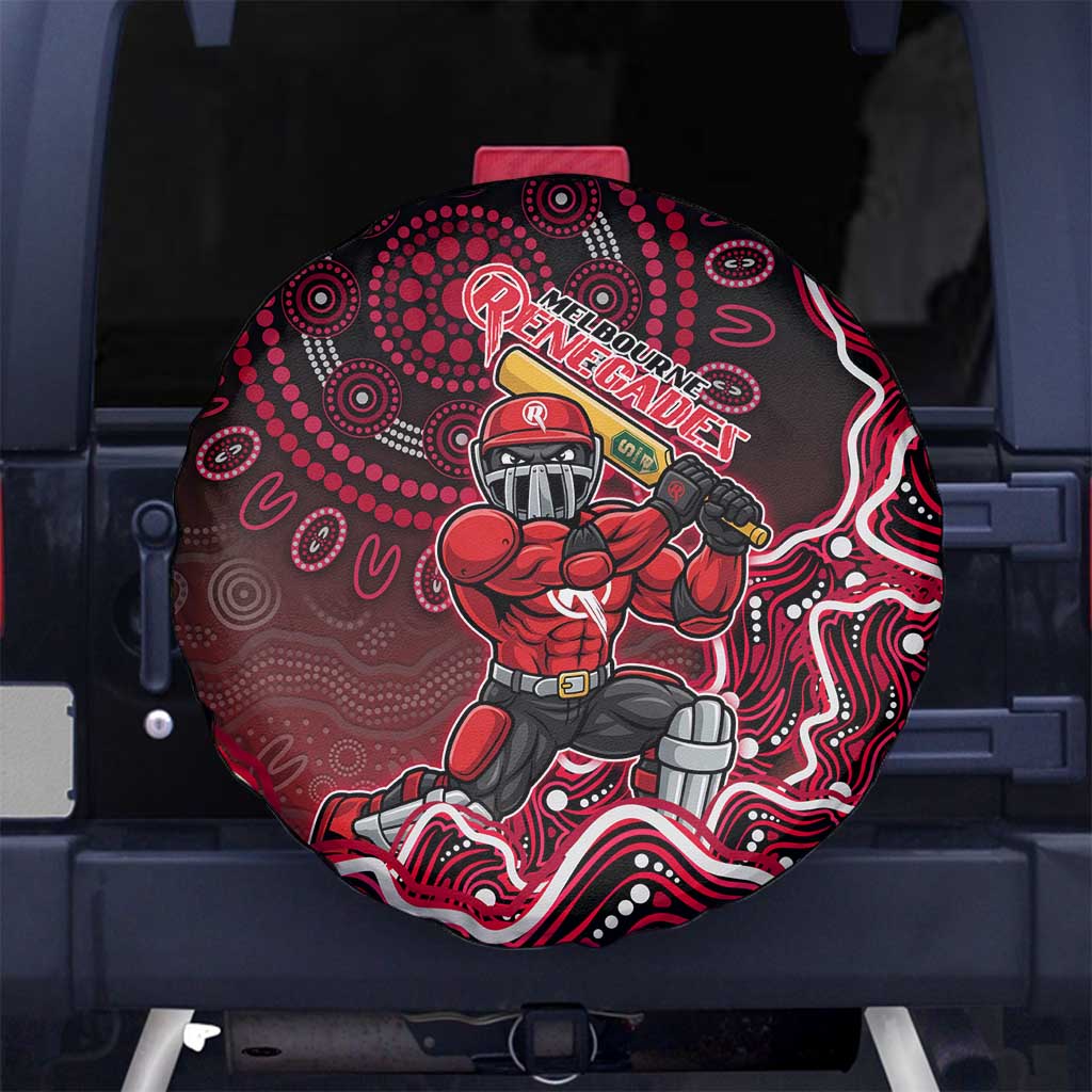 Melbourne Renegades Cricket Mascot Spare Tire Cover Aboriginal Dot Art Red And Black Tribal Pattern