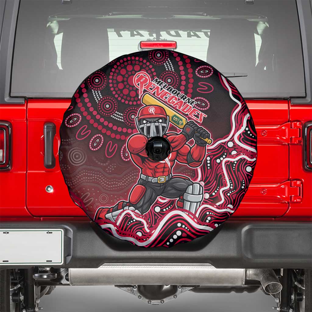 Melbourne Renegades Cricket Mascot Spare Tire Cover Aboriginal Dot Art Red And Black Tribal Pattern