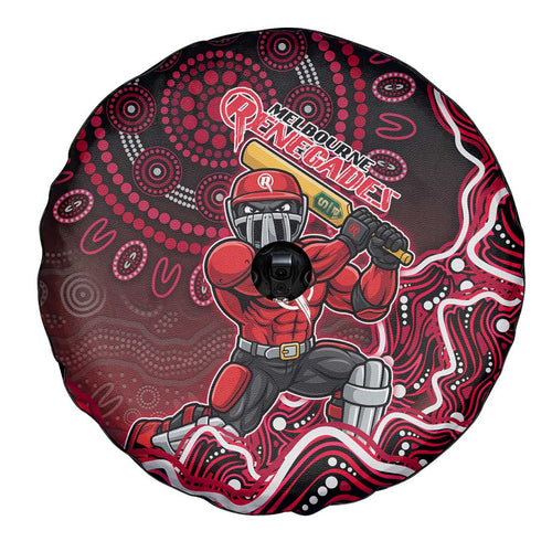 Melbourne Renegades Cricket Mascot Spare Tire Cover Aboriginal Dot Art Red And Black Tribal Pattern