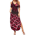 Melbourne Renegades Cricket Mascot Summer Maxi Dress Aboriginal Dot Art Red And Black Tribal Pattern