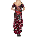 Melbourne Renegades Cricket Mascot Summer Maxi Dress Aboriginal Dot Art Red And Black Tribal Pattern