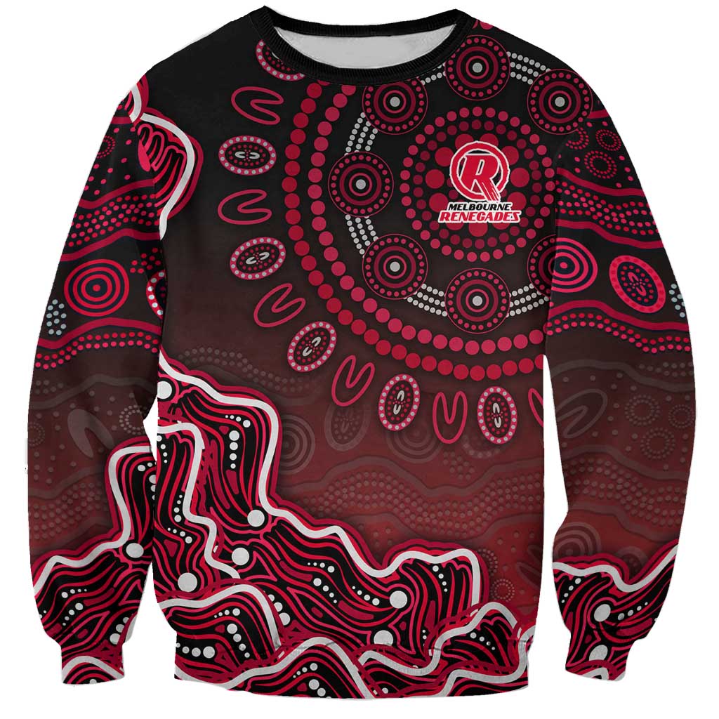 Melbourne Renegades Cricket Mascot Sweatshirt Aboriginal Dot Art Red And Black Tribal Pattern