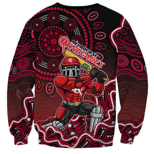 Melbourne Renegades Cricket Mascot Sweatshirt Aboriginal Dot Art Red And Black Tribal Pattern