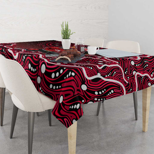 Melbourne Renegades Cricket Mascot Tablecloth Aboriginal Dot Art Red And Black Tribal Pattern