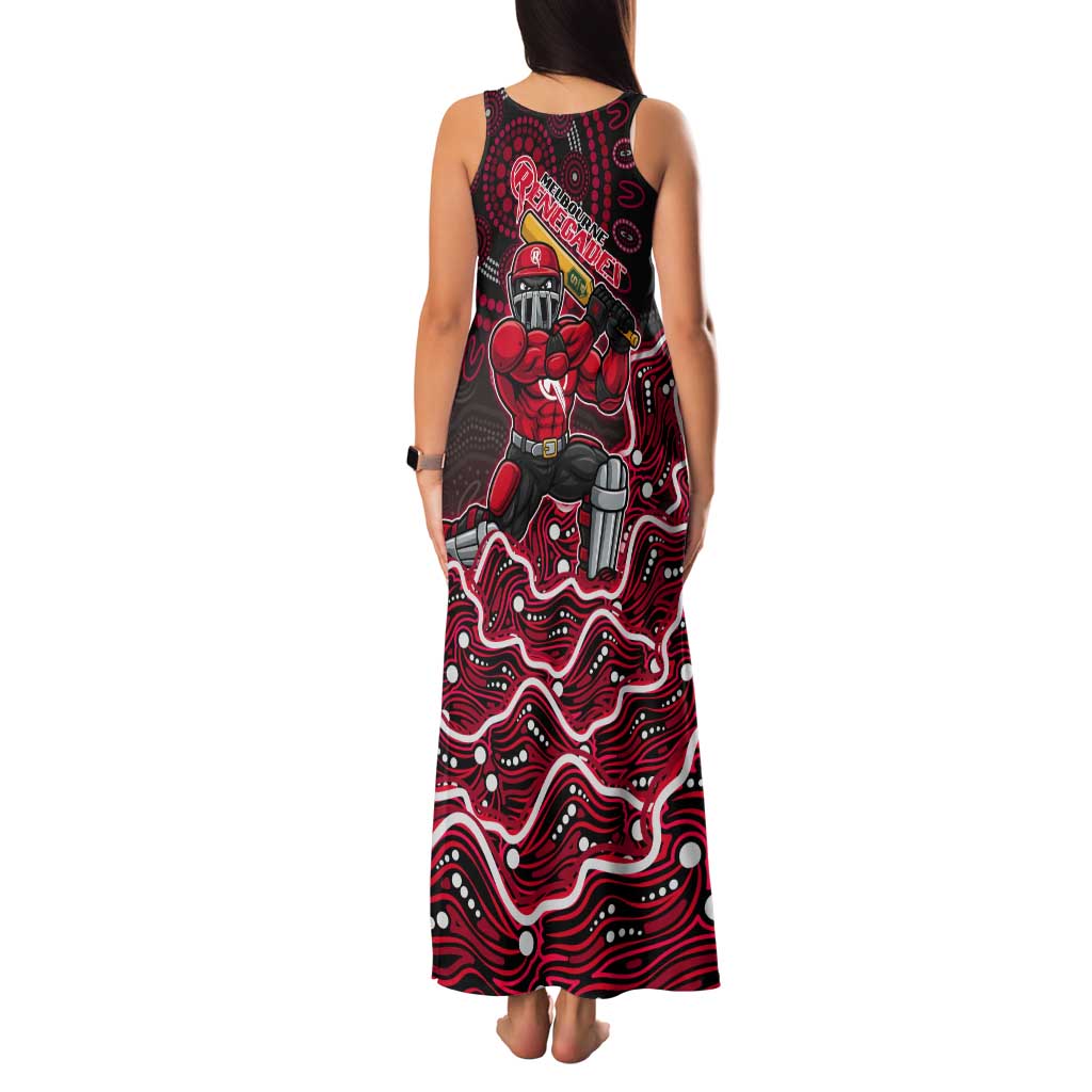 Melbourne Renegades Cricket Mascot Tank Maxi Dress Aboriginal Dot Art Red And Black Tribal Pattern