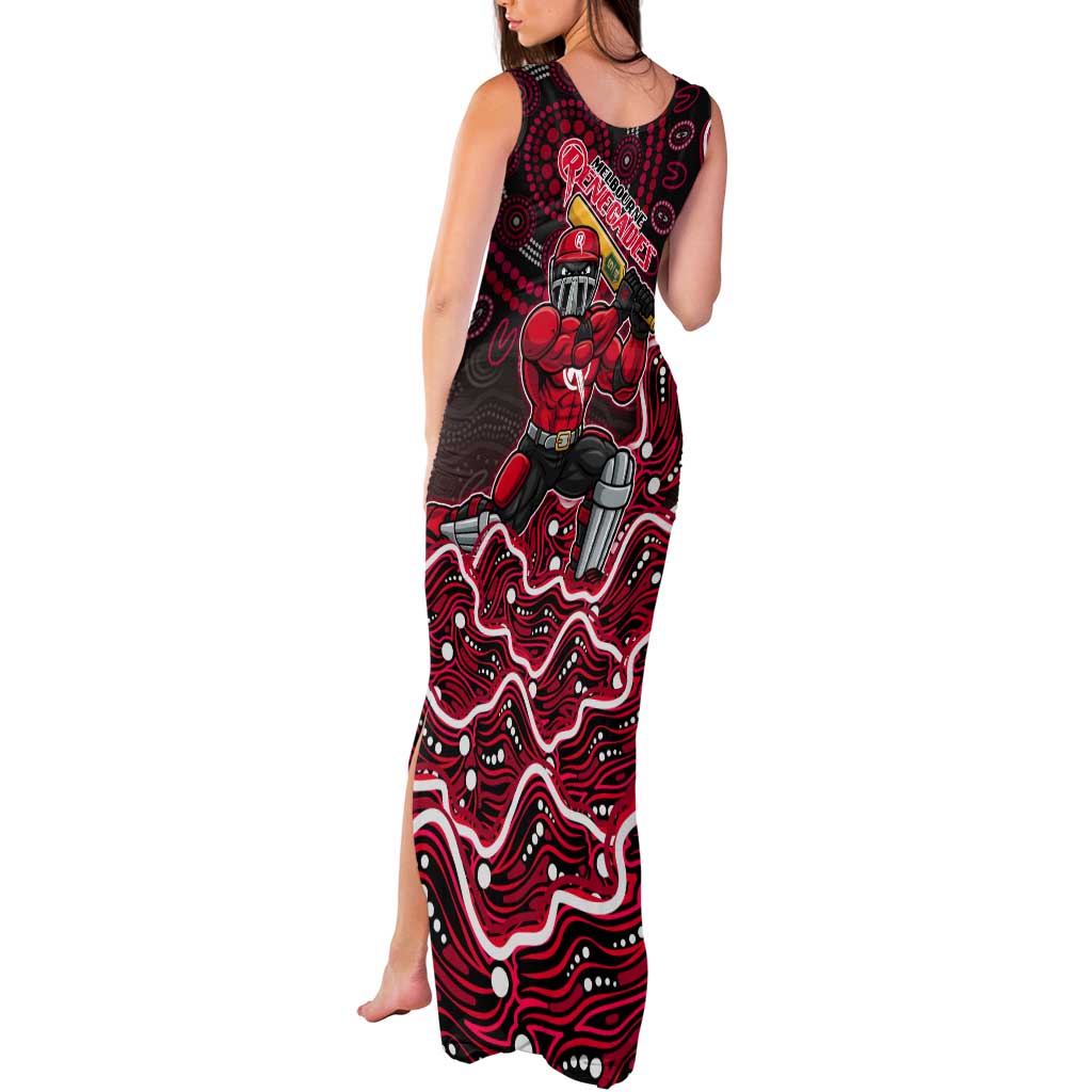 Melbourne Renegades Cricket Mascot Tank Maxi Dress Aboriginal Dot Art Red And Black Tribal Pattern