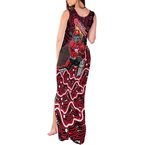 Melbourne Renegades Cricket Mascot Tank Maxi Dress Aboriginal Dot Art Red And Black Tribal Pattern