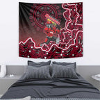 Melbourne Renegades Cricket Mascot Tapestry Aboriginal Dot Art Red And Black Tribal Pattern
