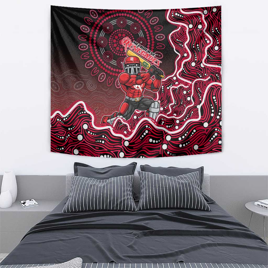 Melbourne Renegades Cricket Mascot Tapestry Aboriginal Dot Art Red And Black Tribal Pattern