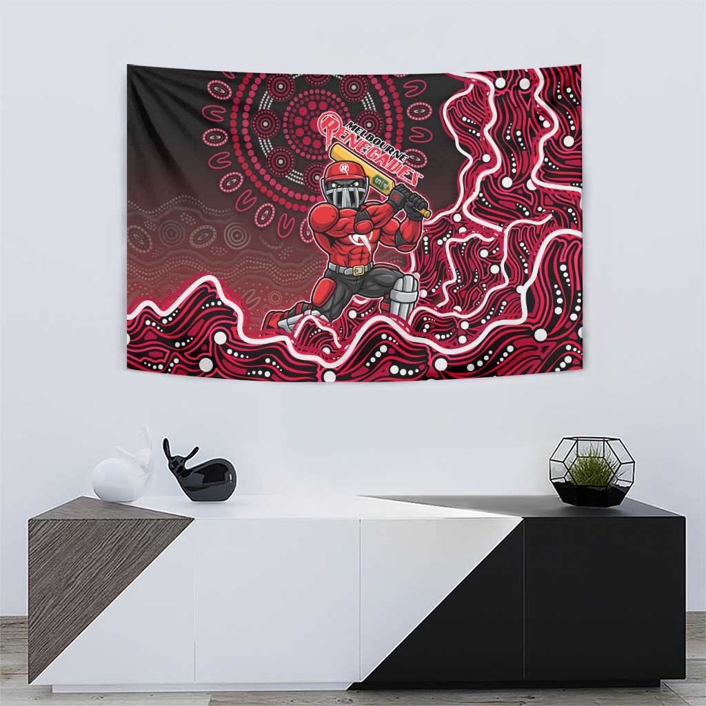 Melbourne Renegades Cricket Mascot Tapestry Aboriginal Dot Art Red And Black Tribal Pattern