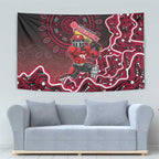 Melbourne Renegades Cricket Mascot Tapestry Aboriginal Dot Art Red And Black Tribal Pattern