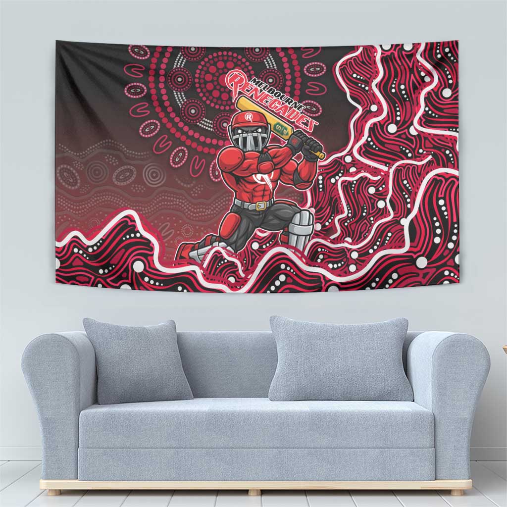 Melbourne Renegades Cricket Mascot Tapestry Aboriginal Dot Art Red And Black Tribal Pattern